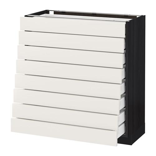 МЕТОД / МАКСИМЕРА Наполн шкаф 8 фронт/8 низк ящиков - под дерево черный, Сэведаль белый, 80x37 см МЕТОД / МАКСИМЕРА Наполн шкаф 8 фронт/8 низк ящиков - под дерево черный, Сэведаль белый, 80x37 см