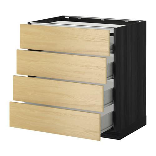 МЕТОД / ФОРВАРА Напольн шкаф/4фронт пнл/4ящика - 80x60 см, Тингсрид под березу, под дерево черный МЕТОД / ФОРВАРА Напольн шкаф/4фронт пнл/4ящика - 80x60 см, Тингсрид под березу, под дерево черный