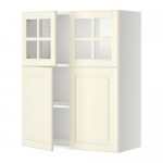 МЕТОД Навесной шкаф/полки/2дв/2стек дв - белый, Будбин белый с оттенком