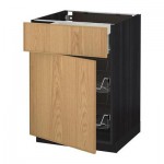 МЕТОД / ФОРВАРА Напольн шкаф с пров корз/ящ/дверью - 60x60 см, Экестад дуб, под дерево черный