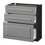 МЕТОД / МАКСИМЕРА Напольный шкаф с 3 ящиками - под дерево черный, Будбин серый, 80x37 см МЕТОД / МАКСИМЕРА Напольный шкаф с 3 ящиками - под дерево черный, Будбин серый, 80x37 см