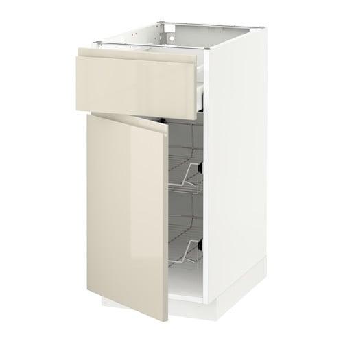 МЕТОД / МАКСИМЕРА Напольн шкаф с пров корз/ящ/дверью - белый, Воксторп глянцевый светло-бежевый, 40x60 см МЕТОД / МАКСИМЕРА Напольн шкаф с пров корз/ящ/дверью - белый, Воксторп глянцевый светло-бежевый, 40x60 см
