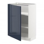 МЕТОД Напольный шкаф с полками - белый, Ерста глянцевый черно-синий, 60x37 см МЕТОД Напольный шкаф с полками - белый, Ерста глянцевый черно-синий, 60x37 см