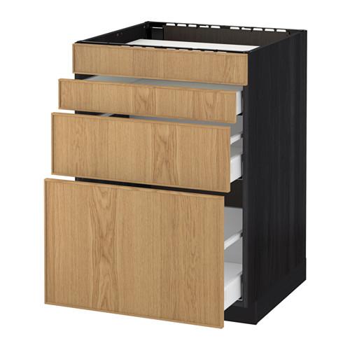 МЕТОД / МАКСИМЕРА Нап шкаф д/духовки/4фасада/3ящика - под дерево черный, Экестад дуб, 60x60 см МЕТОД / МАКСИМЕРА Нап шкаф д/духовки/4фасада/3ящика - под дерево черный, Экестад дуб, 60x60 см