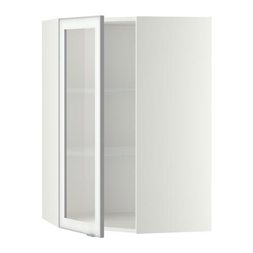 МЕТОД Углов навесн шк с полками/сткл дв - белый, Ютис матовое стекло/алюминий, 68x100 см МЕТОД Углов навесн шк с полками/сткл дв - белый, Ютис матовое стекло/алюминий, 68x100 см