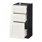 МЕТОД / ФОРВАРА Напольный шкаф с 3 ящиками - 40x37 см, Сэведаль белый, под дерево черный МЕТОД / ФОРВАРА Напольный шкаф с 3 ящиками - 40x37 см, Сэведаль белый, под дерево черный