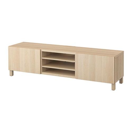БЕСТО Тумба д/ТВ с ящиками - Лаппвикен под беленый дуб, направляющие ящика,нажимные