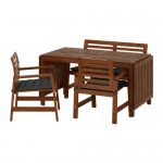 ÄPPLARÖ стол+2кресла+скамья, д/сада коричневая морилка/Холло черный