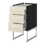 МЕТОД Напольн шкаф 3фронт пнл/2низ/2ср ящ - под дерево черный, Будбин белый с оттенком, 40x60x60 см