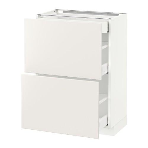 МЕТОД / МАКСИМЕРА Напольный шкаф/2фасада/3ящика - белый, Веддинге белый, 60x37 см