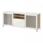 БЕСТО Тумба под ТВ - под беленый дуб/Сельсвикен глянцевый/белый матовое стекло, направляющие ящика, плавно закр БЕСТО Тумба под ТВ - под беленый дуб/Сельсвикен глянцевый/белый матовое стекло, направляющие ящика, плавно закр