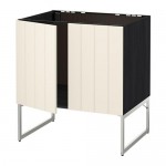 МЕТОД Напольн шкаф д раковины+2 двери - под дерево черный, Хитарп белый с оттенком
