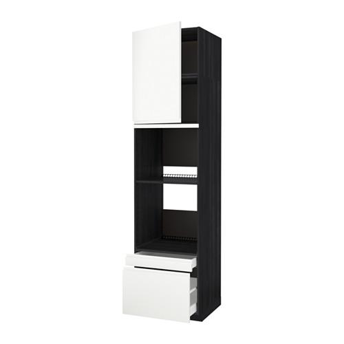 МЕТОД / МАКСИМЕРА Выс шкаф д/дхвк/комб дхвк+двр/2ящ - под дерево черный, Воксторп белый, 60x60x240 см