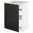 МЕТОД / МАКСИМЕРА Напольный шкаф с 1двр/3ящ - белый, Кунгсбакка антрацит, 60x60 см