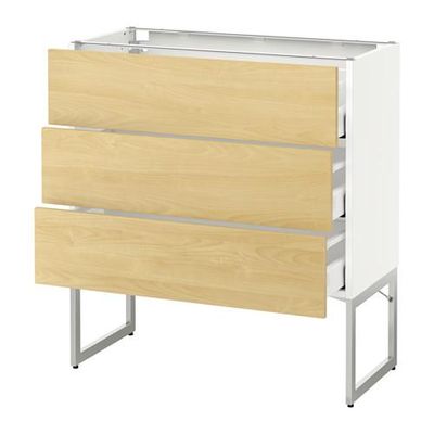 МЕТОД / МАКСИМЕРА Нплн шк 3 фрнт/3 средн ящика - 80x37x60 см, Тингсрид под березу, белый МЕТОД / МАКСИМЕРА Нплн шк 3 фрнт/3 средн ящика - 80x37x60 см, Тингсрид под березу, белый