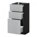 МЕТОД / ФОРВАРА Напольный шкаф с 3 ящиками - 40x37 см, Веддинге серый, под дерево черный МЕТОД / ФОРВАРА Напольный шкаф с 3 ящиками - 40x37 см, Веддинге серый, под дерево черный