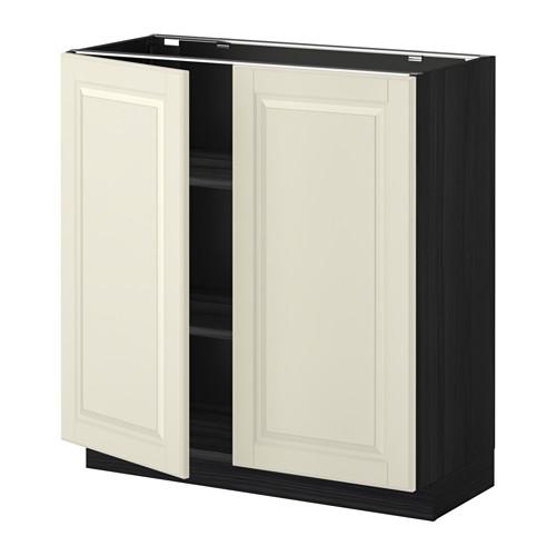 МЕТОД Напол шкаф с полками/2двери - под дерево черный, Будбин белый с оттенком, 80x37 см МЕТОД Напол шкаф с полками/2двери - под дерево черный, Будбин белый с оттенком, 80x37 см