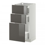 МЕТОД / ФОРВАРА Нплн шк 3 фрнт/3 средн ящика - белый, Рингульт глянцевый серый, 40x37 см