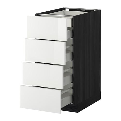 МЕТОД / МАКСИМЕРА Нплн шк 4фрнт/2нзк/3срд ящ - под дерево черный, Рингульт глянцевый белый, 40x60 см