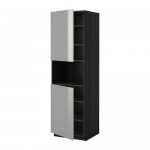 МЕТОД Выс шкаф д/СВЧ/2 дверцы/полки - под дерево черный, Гревста нержавеющ сталь, 60x60x200 см