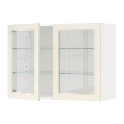 МЕТОД Навесной шкаф с полками/2 стекл дв - 80x60 см, Хитарп белый с оттенком, белый