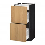 МЕТОД / МАКСИМЕРА Напольный шкаф/2фасада/3ящика - под дерево черный, Экестад дуб, 40x37 см