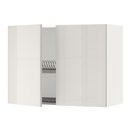 МЕТОД Навесной шкаф с посуд суш/2 дврц - белый, Рингульт глянцевый светло-серый, 80x60 см МЕТОД Навесной шкаф с посуд суш/2 дврц - белый, Рингульт глянцевый светло-серый, 80x60 см