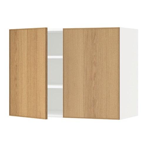 МЕТОД Навесной шкаф с полками/2дверцы - белый, Экестад дуб, 80x60 см МЕТОД Навесной шкаф с полками/2дверцы - белый, Экестад дуб, 80x60 см