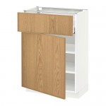 МЕТОД / МАКСИМЕРА Напольный шкаф с ящиком/дверью - белый, Экестад дуб, 60x37 см МЕТОД / МАКСИМЕРА Напольный шкаф с ящиком/дверью - белый, Экестад дуб, 60x37 см
