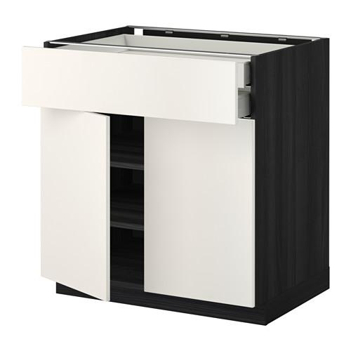 МЕТОД / МАКСИМЕРА Напольный шкаф/2дверцы/2ящика - под дерево черный, Веддинге белый