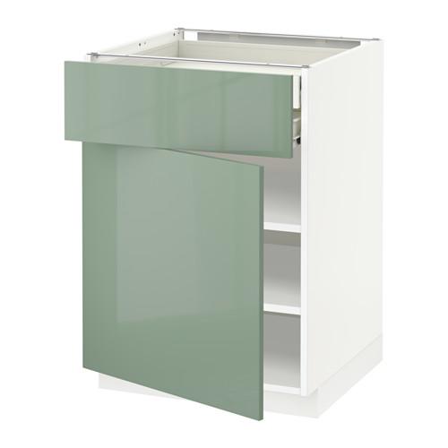 МЕТОД / ФОРВАРА Напольн шкаф двр/фр пнл/плк/2низ ящ - белый, Калларп глянцевый светло-зеленый, 60x60 см МЕТОД / ФОРВАРА Напольн шкаф двр/фр пнл/плк/2низ ящ - белый, Калларп глянцевый светло-зеленый, 60x60 см