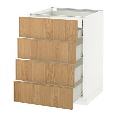 МЕТОД / ФОРВАРА Нплн шк 4фрнт/2нзк/3срд ящ - 60x60 см, Экестад дуб, белый МЕТОД / ФОРВАРА Нплн шк 4фрнт/2нзк/3срд ящ - 60x60 см, Экестад дуб, белый