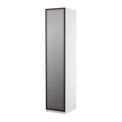 ПАКС Гардероб с 1 дверью - Пакс Февик черно-коричневый/матовое стекло, белый, 50x38x236 см, плавно закрывающиеся петли