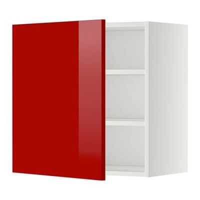 МЕТОД Шкаф навесной с полкой - 60x60 см, Рингульт глянцевый красный, белый