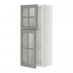 МЕТОД Навесной шкаф с полками/2 стекл дв - белый, Будбин серый