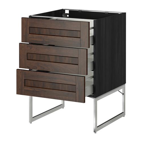 МЕТОД / МАКСИМЕРА Нплн шк 3 фрнт/3 средн ящика - под дерево черный, Эдсерум под дерево коричневый, 60x60x60 см