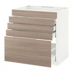 МЕТОД / МАКСИМЕРА Напольн шк д/вар панели/5фасад/4ящ - 80x60 см, Брокхульт под грецкий орех светло-серый, белый