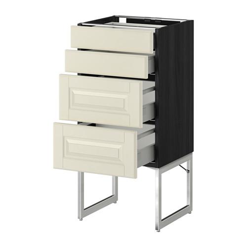 МЕТОД / МАКСИМЕРА Нплн шк 4 фронт/2 низк/2средн ящ - под дерево черный, Будбин белый с оттенком, 40x37x60 см