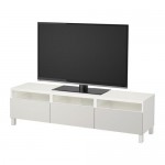 БЕСТО Тумба д/ТВ с ящиками - белый/Лаппвикен светло-серый, направляющие ящика,нажимные