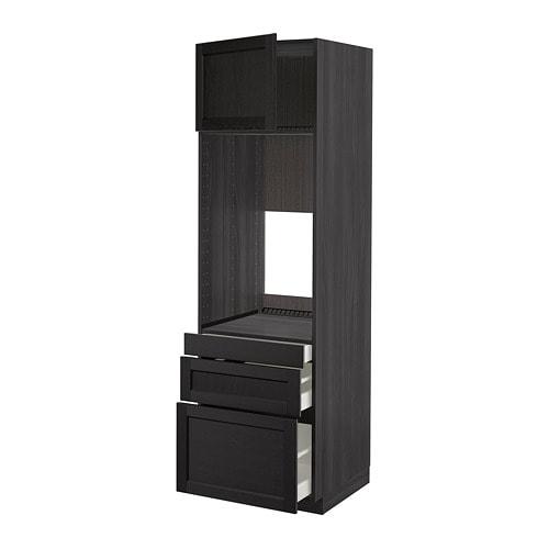 МЕТОД / МАКСИМЕРА Выс шкаф д/двойн духовки/3ящ/дверца - под дерево черный, Лерх черная морилка, 60x60x200 см МЕТОД / МАКСИМЕРА Выс шкаф д/двойн духовки/3ящ/дверца - под дерево черный, Лерх черная морилка, 60x60x200 см