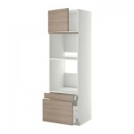 МЕТОД / МАКСИМЕРА Выс шкаф д/дхвк/комб дхвк+двр/2ящ - 60x60x200 см, Брокхульт под грецкий орех светло-серый, белый