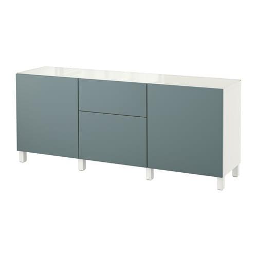 БЕСТО Комб для хран с дверц/ящ - белый/Вальвикен серо-бирюзовый, направляющие ящика,нажимные БЕСТО Комб для хран с дверц/ящ - белый/Вальвикен серо-бирюзовый, направляющие ящика,нажимные