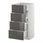 МЕТОД / ФОРВАРА Напольн шкаф 4 фронт панели/4 ящика - белый, Рингульт глянцевый серый, 40x37 см МЕТОД / ФОРВАРА Напольн шкаф 4 фронт панели/4 ящика - белый, Рингульт глянцевый серый, 40x37 см