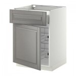 МЕТОД / ФОРВАРА Напольн шкаф с пров корз/ящ/дверью - 60x60 см, Будбин серый, белый