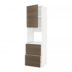 МЕТОД / МАКСИМЕРА Выс шк д/дхвк+двр/2фрнт/2выс ящ - белый, Воксторп под грецкий орех, 60x60x220 см