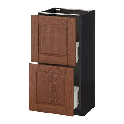 МЕТОД / ФОРВАРА Напольный шкаф с 2 ящиками - 40x37 см, Филипстад коричневый, под дерево черный