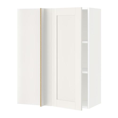 МЕТОД Угловой навесной шкаф с полками - белый, Сэведаль белый, 88x37x100 см