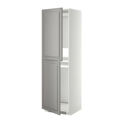 МЕТОД Высок шкаф д холодильн/мороз - белый, Будбин серый, 60x60x200 см