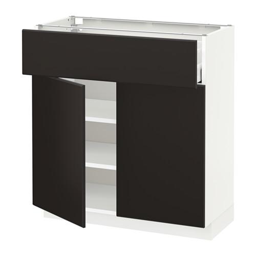 МЕТОД / МАКСИМЕРА Напольный шкаф+ящик/2дверцы - белый, Кунгсбакка антрацит, 80x37 см МЕТОД / МАКСИМЕРА Напольный шкаф+ящик/2дверцы - белый, Кунгсбакка антрацит, 80x37 см