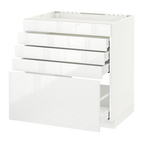 МЕТОД / МАКСИМЕРА Напольн шк д/вар панели/5фасад/4ящ - белый, Рингульт глянцевый белый, 80x60 см